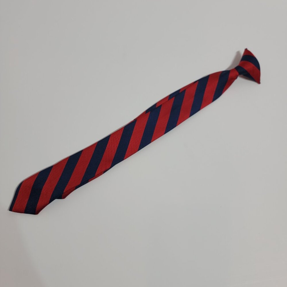 Red/Dark Blue Striped Boys Clip Tie